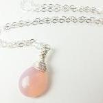 Soft Pink Necklace Sterling Silver Jewelry Wire Wrapped on Luulla