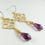Amethyst Gold Earrings - Purple Jewelry - Amethyst..