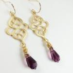 Amethyst Gold Earrings - Purple Jewelry - Amethyst..