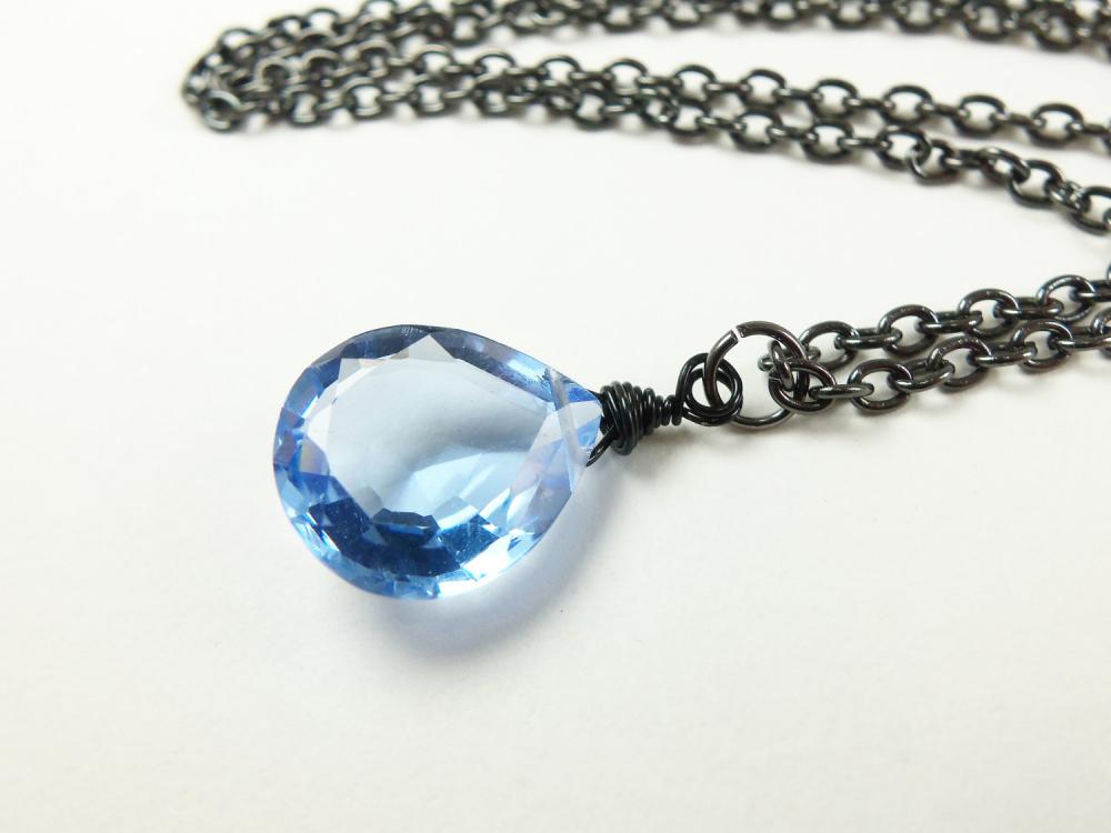 Tanzanite Blue Necklace - Quartz Jewelry - Dark Silver Jewelry - Quartz Necklace - Gemstone Jewelry